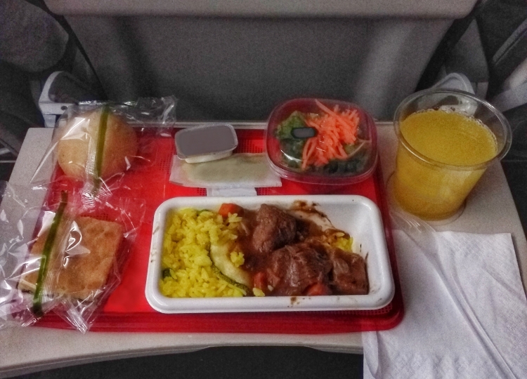 viagem internacional e comida de avião